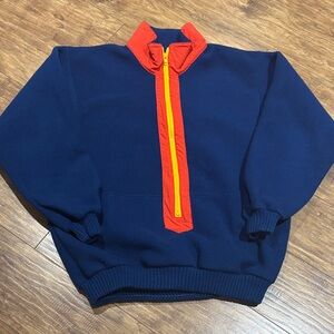 Men's Navy and Red with orange 3/4 zipper Vintage Sweater